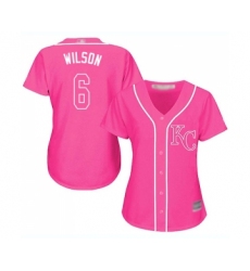 Women's Kansas City Royals #6 Willie Wilson Replica Pink Fashion Cool Base Baseball Jersey
