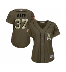 Women's Los Angeles Angels of Anaheim #37 Cody Allen Authentic Green Salute to Service Baseball Jersey