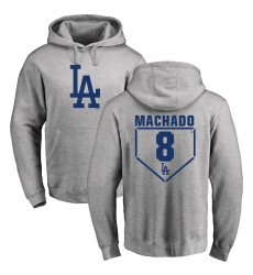 MLB Nike Los Angeles Dodgers #8 Manny Machado Gray RBI Pullover Hoodie