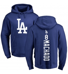 MLB Nike Los Angeles Dodgers #8 Manny Machado Royal Blue Backer Pullover Hoodie