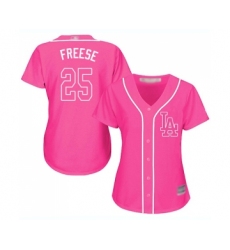 Women's Los Angeles Dodgers #25 David Freese Authentic Pink Fashion Cool Base Baseball Jersey