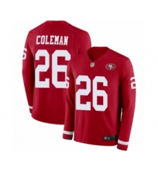 Youth San Francisco 49ers #26 Tevin Coleman Limited Red Therma Long Sleeve Football Jersey