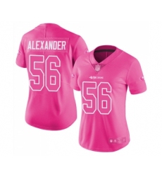 Women's San Francisco 49ers #56 Kwon Alexander Limited Pink Rush Fashion Football Jersey
