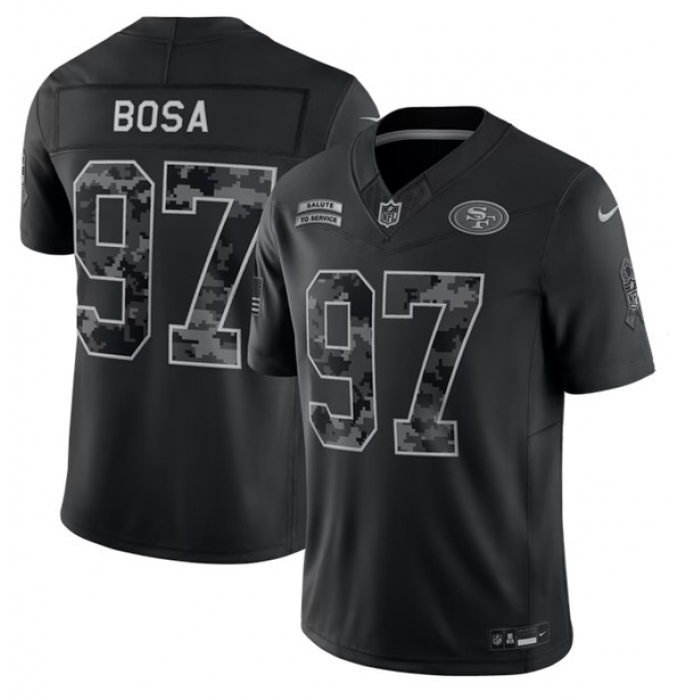 Men's San Francisco 49ers #97 Nick Bosa Black 2026 F.U.S.E. Salute to Service Limited Stitched Football Jersey