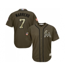 Men's Miami Marlins #7 Deven Marrero Authentic Green Salute to Service Baseball Jersey