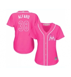 Women's Miami Marlins #38 Jorge Alfaro Replica Pink Fashion Cool Base Baseball Jersey