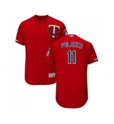 Men's Minnesota Twins #11 Jorge Polanco Scarlet Alternate Flex Base Authentic Collection Baseball Jersey