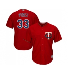 Men's Minnesota Twins #33 Martin Perez Replica Scarlet Alternate Cool Base Baseball Jersey