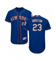 Men's New York Mets #23 Keon Broxton Royal Gray Alternate Flex Base Authentic Collection Baseball Jersey