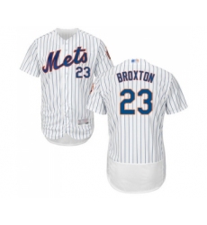 Men's New York Mets #23 Keon Broxton White Home Flex Base Authentic Collection Baseball Jersey