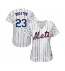 Women's New York Mets #23 Keon Broxton Authentic White Home Cool Base Baseball Jersey