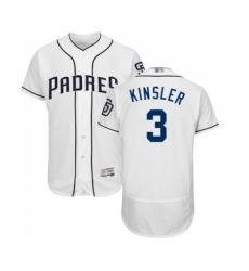 Men's San Diego Padres #3 Ian Kinsler White Home Flex Base Authentic Collection Baseball Jersey