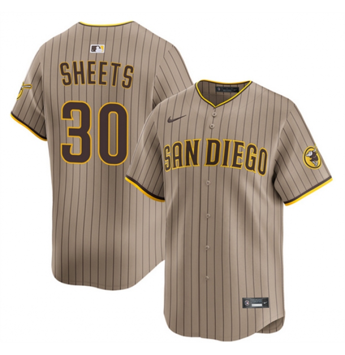 Men's San Diego Padres #30 Gavin Sheets Tan 2026 Alternate Limited Stitched Baseball Jersey