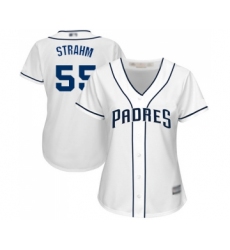 Women's San Diego Padres #55 Matt Strahm Replica White Home Cool Base Baseball Jersey