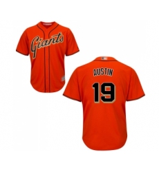 Youth San Francisco Giants #19 Tyler Austin Replica Orange Alternate Cool Base Baseball Jersey
