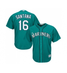 Men's Seattle Mariners #16 Domingo Santana Replica Teal Green Alternate Cool Base Baseball Jersey