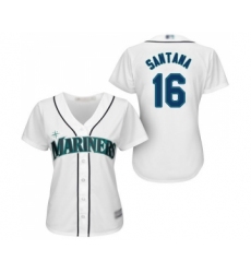 Women's Seattle Mariners #16 Domingo Santana Replica White Home Cool Base Baseball Jersey