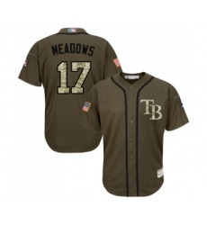 Youth Tampa Bay Rays #17 Austin Meadows Authentic Green Salute to Service Baseball Jersey