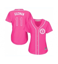 Women's Texas Rangers #11 Ronald Guzman Replica Pink Fashion Cool Base Baseball Jersey