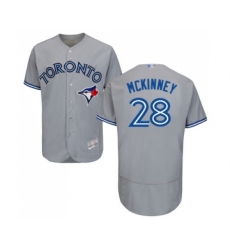 Men's Toronto Blue Jays #28 Billy McKinney Grey Road Flex Base Authentic Collection Baseball Jersey