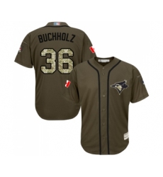 Men's Toronto Blue Jays #36 Clay Buchholz Authentic Green Salute to Service Baseball Jersey