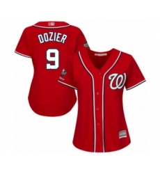 Women's Washington Nationals #9 Brian Dozier Authentic Red Alternate 1 Cool Base 2019 World Series Champions Baseball Jersey