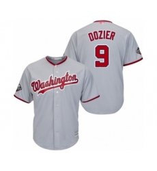 Youth Washington Nationals #9 Brian Dozier Authentic Grey Road Cool Base 2019 World Series Bound Baseball Jersey
