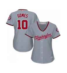 Women's Washington Nationals #10 Yan Gomes Authentic Grey Road Cool Base Baseball Jersey