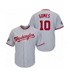 Youth Washington Nationals #10 Yan Gomes Authentic Grey Road Cool Base 2019 World Series Bound Baseball Jersey