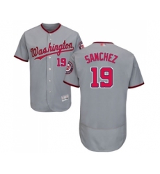 Men's Washington Nationals #19 Anibal Sanchez Grey Road Flex Base Authentic Collection Baseball Jersey