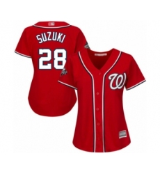 Women's Washington Nationals #28 Kurt Suzuki Authentic Red Alternate 1 Cool Base 2019 World Series Bound Baseball Jersey