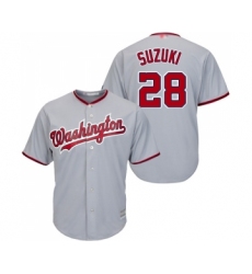 Youth Washington Nationals #28 Kurt Suzuki Replica Grey Road Cool Base Baseball Jersey