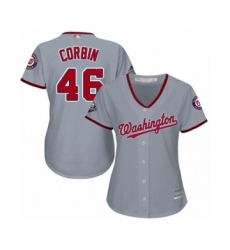 Women's Washington Nationals #46 Patrick Corbin Authentic Grey Road Cool Base 2019 World Series Bound Baseball Jersey