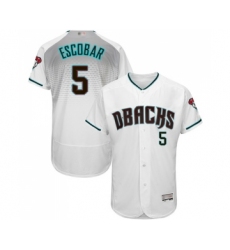 Men's Arizona Diamondbacks #5 Eduardo Escobar White Teal Alternate Authentic Collection Flex Base Baseball Jersey