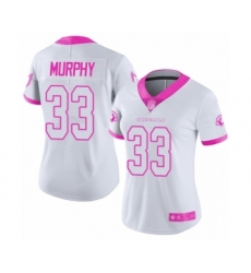Women's Arizona Cardinals #33 Byron Murphy Limited White Pink Rush Fashion Football Jersey