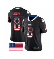 Men's New York Giants #8 Daniel Jones Limited Black Rush USA Flag Football Jersey