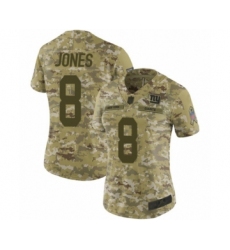 Women's New York Giants #8 Daniel Jones Limited Camo 2018 Salute to Service Football Jersey