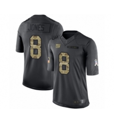 Youth New York Giants #8 Daniel Jones Limited Black 2016 Salute to Service Football Jersey