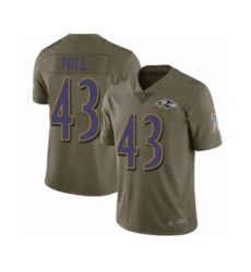 Men's Baltimore Ravens #43 Justice Hill Limited Olive 2017 Salute to Service Football Jersey