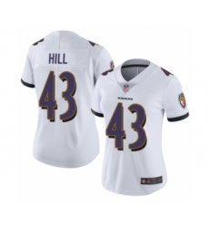 Women's Baltimore Ravens #43 Justice Hill White Vapor Untouchable Limited Player Football Jersey