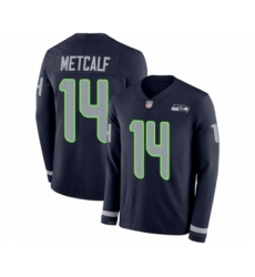 Men's Seattle Seahawks #14 D.K. Metcalf Limited Navy Blue Therma Long Sleeve Football Jersey Men's Seattle Seahawks #14 D.K. Metcalf Limited Navy Blue Therma Long Sleeve Football Jersey