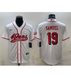 Men's San Francisco 49ers #19 Deebo Samuel New White With Patch Cool Base Stitched Baseball Jersey