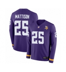 Men's Minnesota Vikings #25 Alexander Mattison Limited Purple Therma Long Sleeve Football Jersey