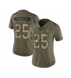 Women's Minnesota Vikings #25 Alexander Mattison Limited Olive Camo 2017 Salute to Service Football Jersey