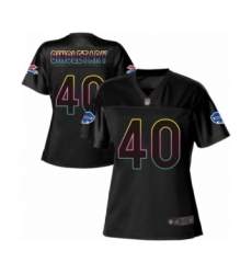 Women's Buffalo Bills #40 Devin Singletary Game Black Fashion Football Jersey