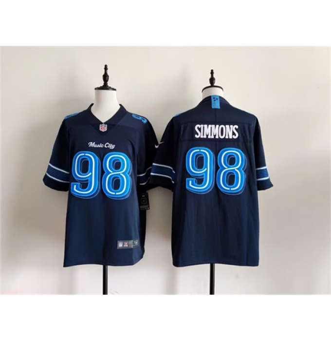 Men's Tennessee Titans #98 Jeffery Simmons Navy 2026 'Music City' Rivalries Collection Limited Football Stitched Jersey