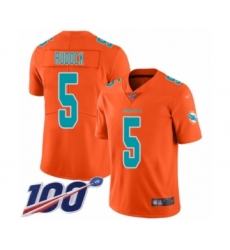 Youth Miami Dolphins #5 Jake Rudock Limited Orange Inverted Legend 100th Season Football Jersey