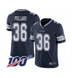 Men's Dallas Cowboys #36 Tony Pollard Navy Blue Team Color Vapor Untouchable Limited Player 100th Season Football Jersey