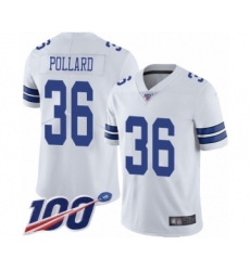 Men's Dallas Cowboys #36 Tony Pollard White Vapor Untouchable Limited Player 100th Season Football Jersey