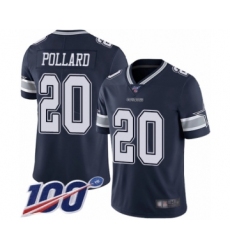 Youth Dallas Cowboys #20 Tony Pollard Navy Blue Team Color Vapor Untouchable Limited Player 100th Season Football Jersey